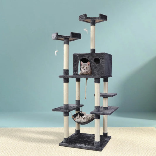 Cat Tree 184 cm Wood Scratching Post Tower Condo - Cat