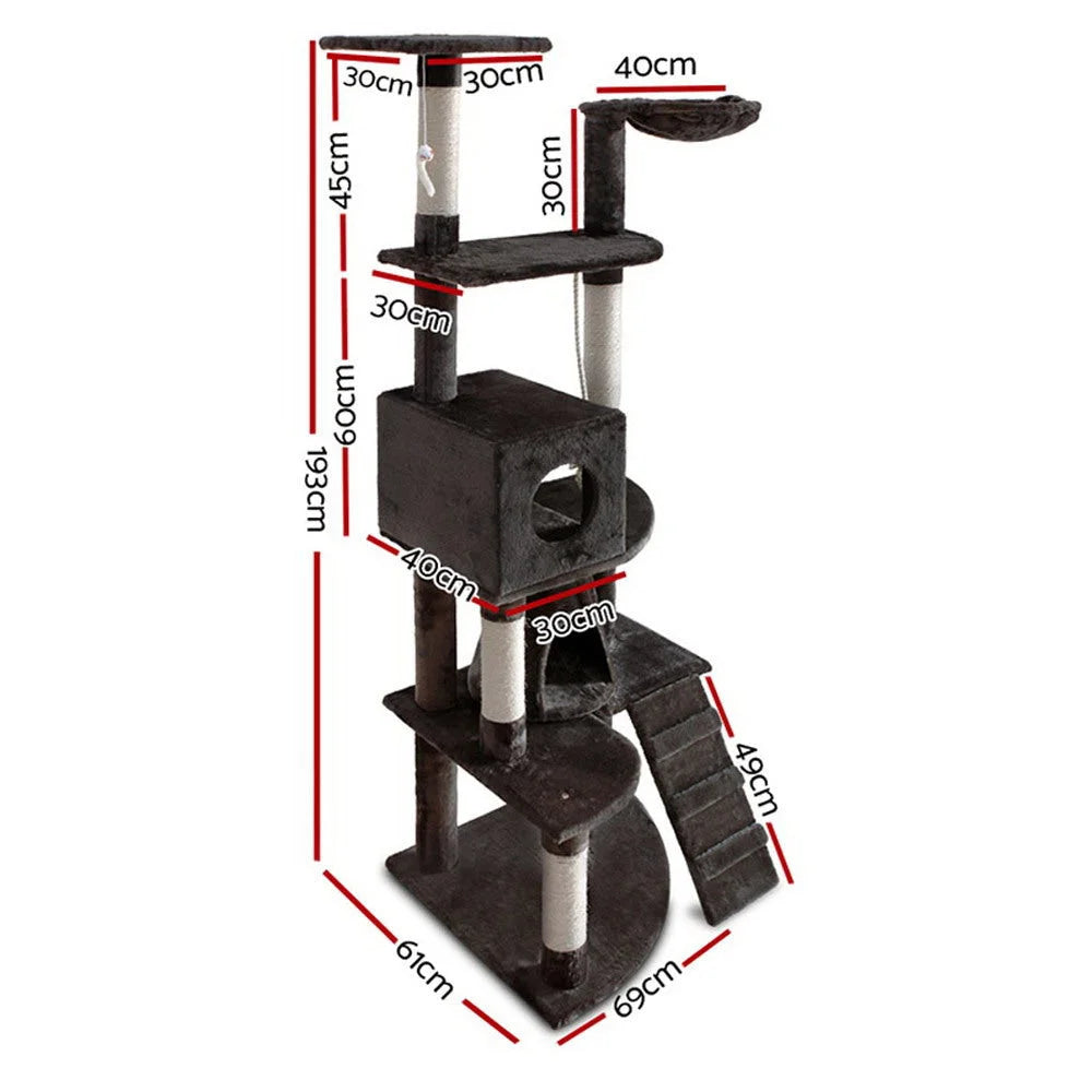 Cat Tree 193cm Wood Scratching Post Tower Condo - Cat