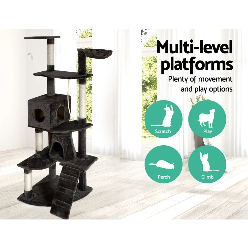 Cat Tree 193cm Wood Scratching Post Tower Condo - Cat