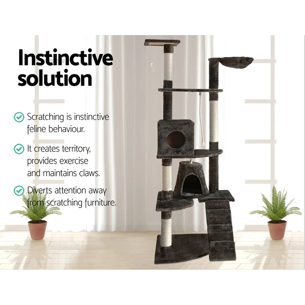 Cat Tree 193cm Wood Scratching Post Tower Condo - Cat