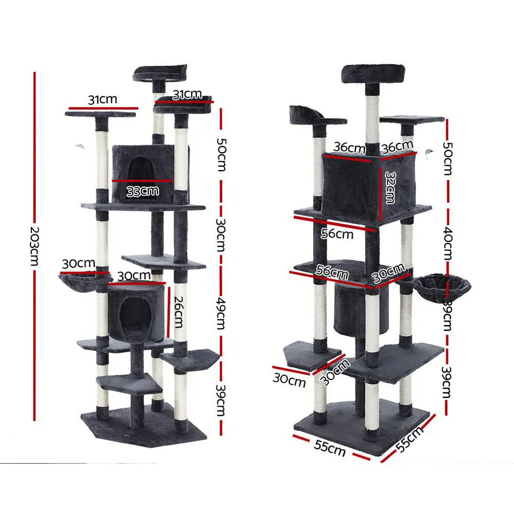 Cat Tree 203cm Trees Scratching Post Scratcher Tower Condo
