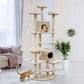 Beige wood 203cm cat tree with front angle shown