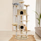 Beige wood 203cm cat tree with frame detail shown