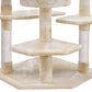 Beige wood 203cm cat tree with surface detail shown