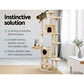 Cat Tree 203cm Wood Scratching Post Tower Condo Beige - Cat