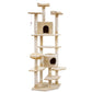 Beige wood 203cm cat tree with scratching post tower condo