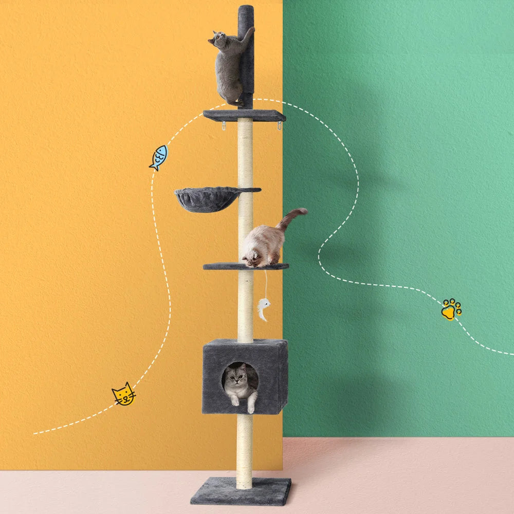 Cat Tree 260cm Tower Scratching Post Scratcher Floor