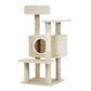 Wood 90cm cat tree with component details and storage context