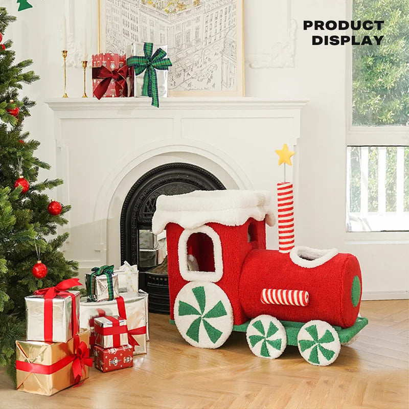 Cat Tree Christmas Gift Train Integrated Nest Toy