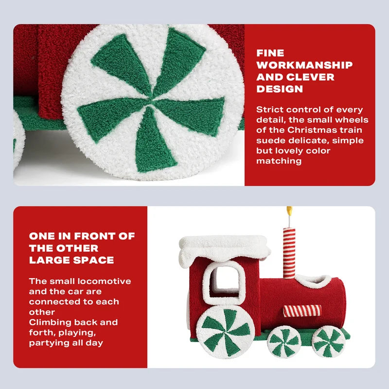 Cat Tree Christmas Gift Train Integrated Nest Toy