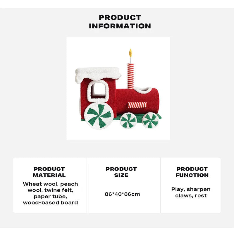 Cat Tree Christmas Gift Train Integrated Nest Toy