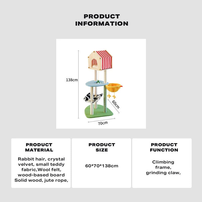 Cat Tree Farm Climbing Frame Litter Scratching Post - Pet