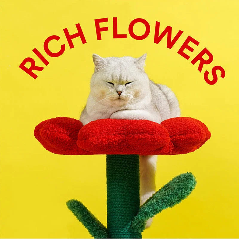Cat Tree Rich Flower Scratcher Pole Tower Hideaway Cat Bed