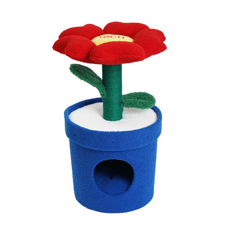 Cat Tree Rich Flower Scratcher Pole Tower Hideaway Cat Bed