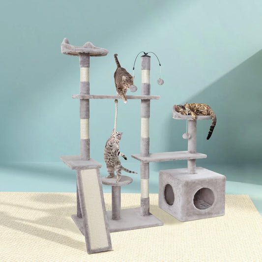 Cat Tree Scratching Post Scratcher Tower Condo House - Grey