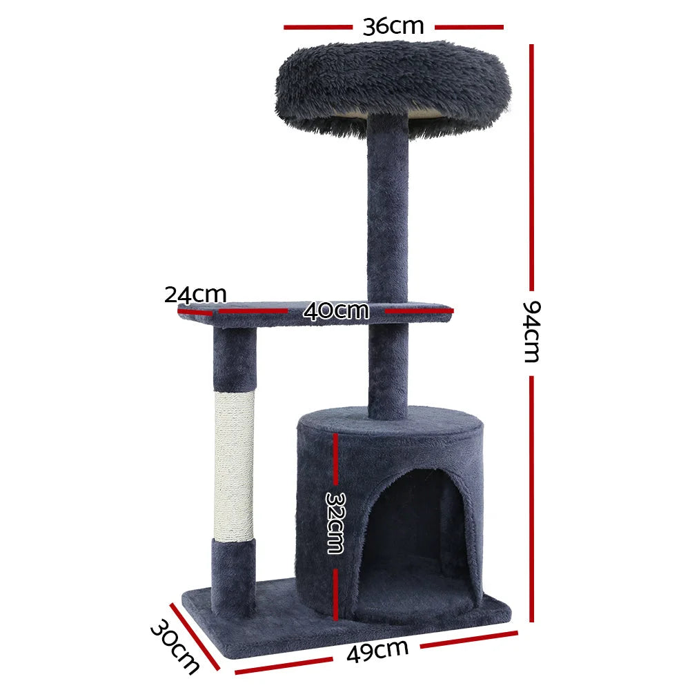 Grey 94cm cat tree with attachment points and product body