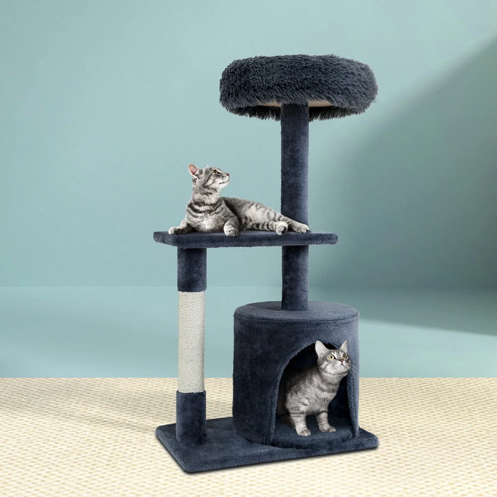 Grey 94cm cat tree with shape details and included parts