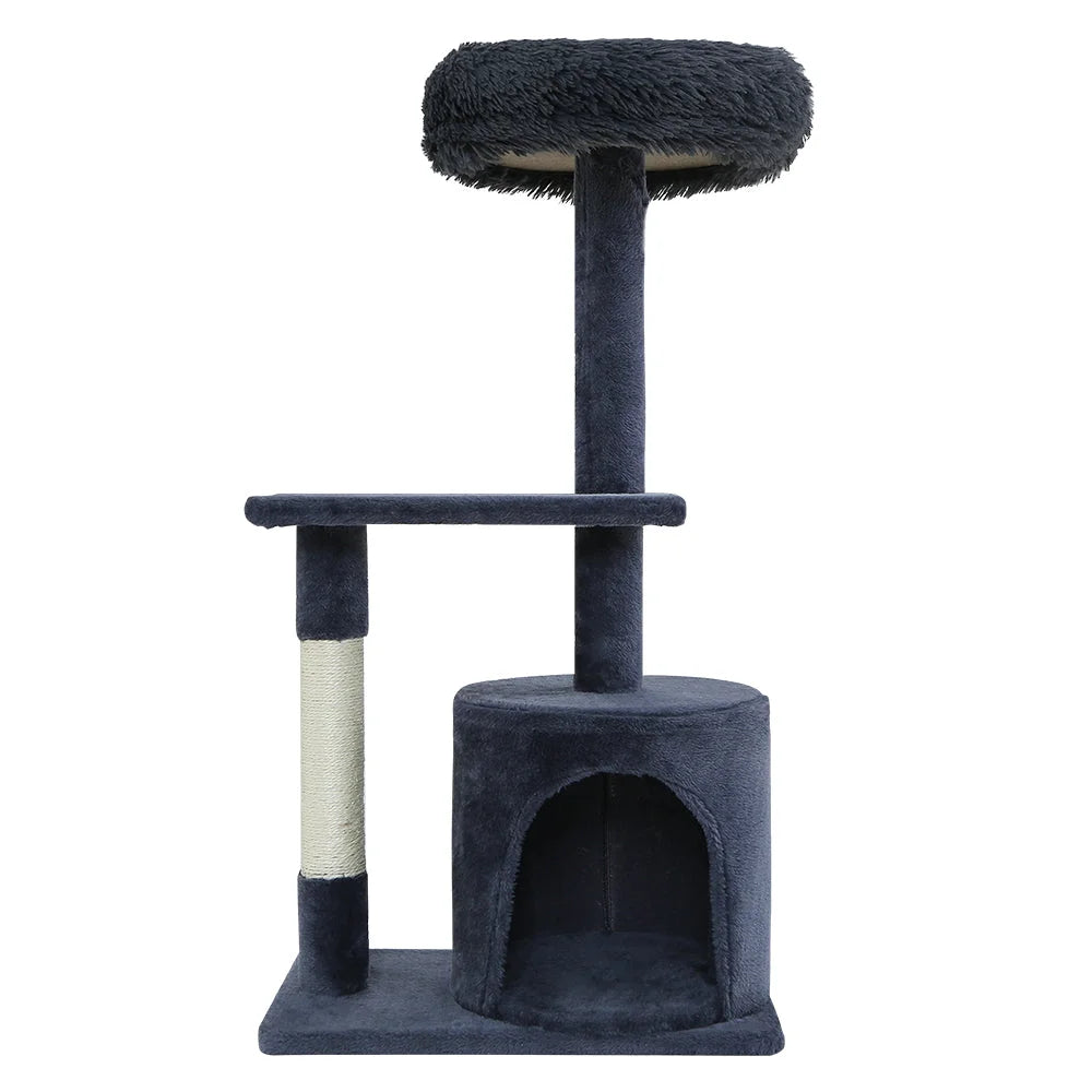 Grey 94cm cat tree with useful parts and product scale