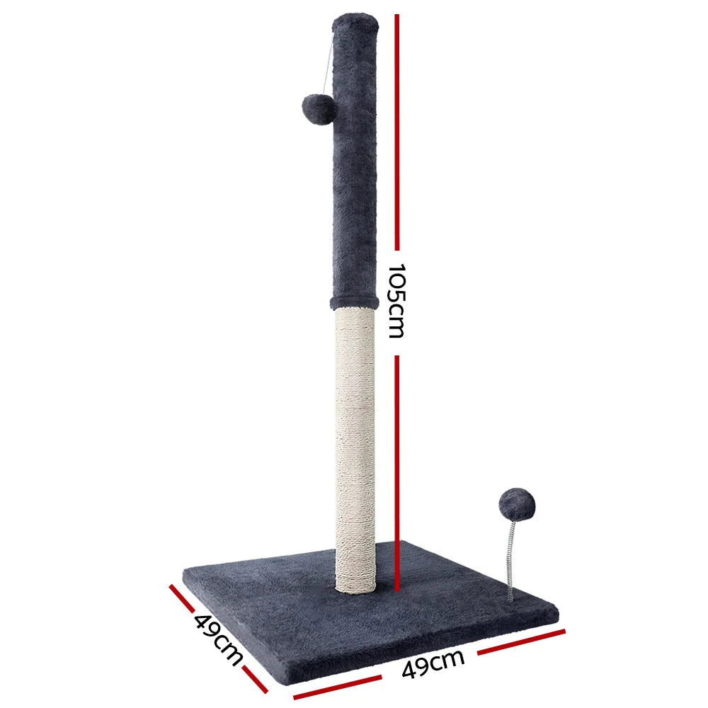Grey 105cm cat tree with cat condo box and tall climbing levels