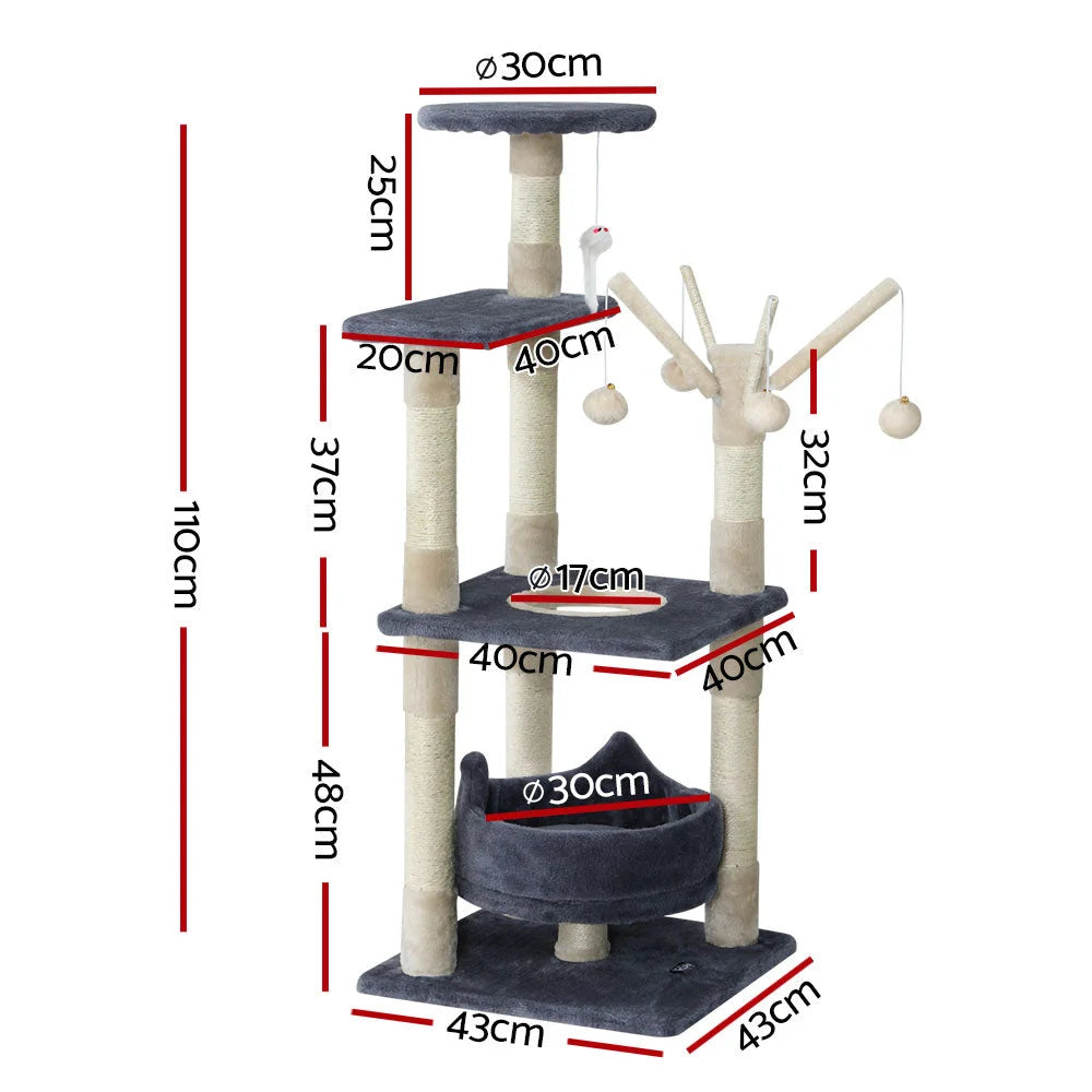 110cm cat tree with key surfaces and edge shape