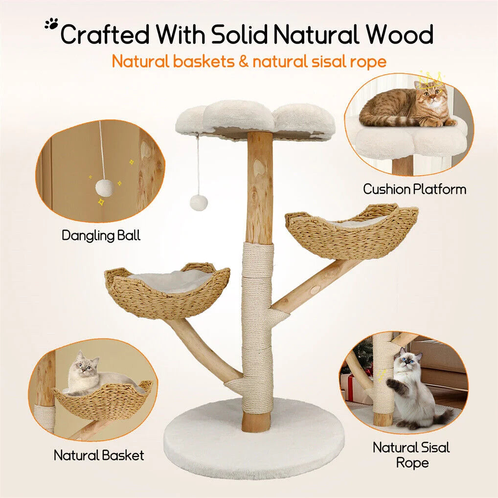 Cat Tree Tower Condo Scratcher Bed Sisal Plush Toy Ball