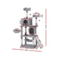 Grey 161cm cat tree with cat condo box and tall climbing levels
