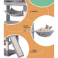 Grey 161cm cat tree with soft perch platforms and rope posts