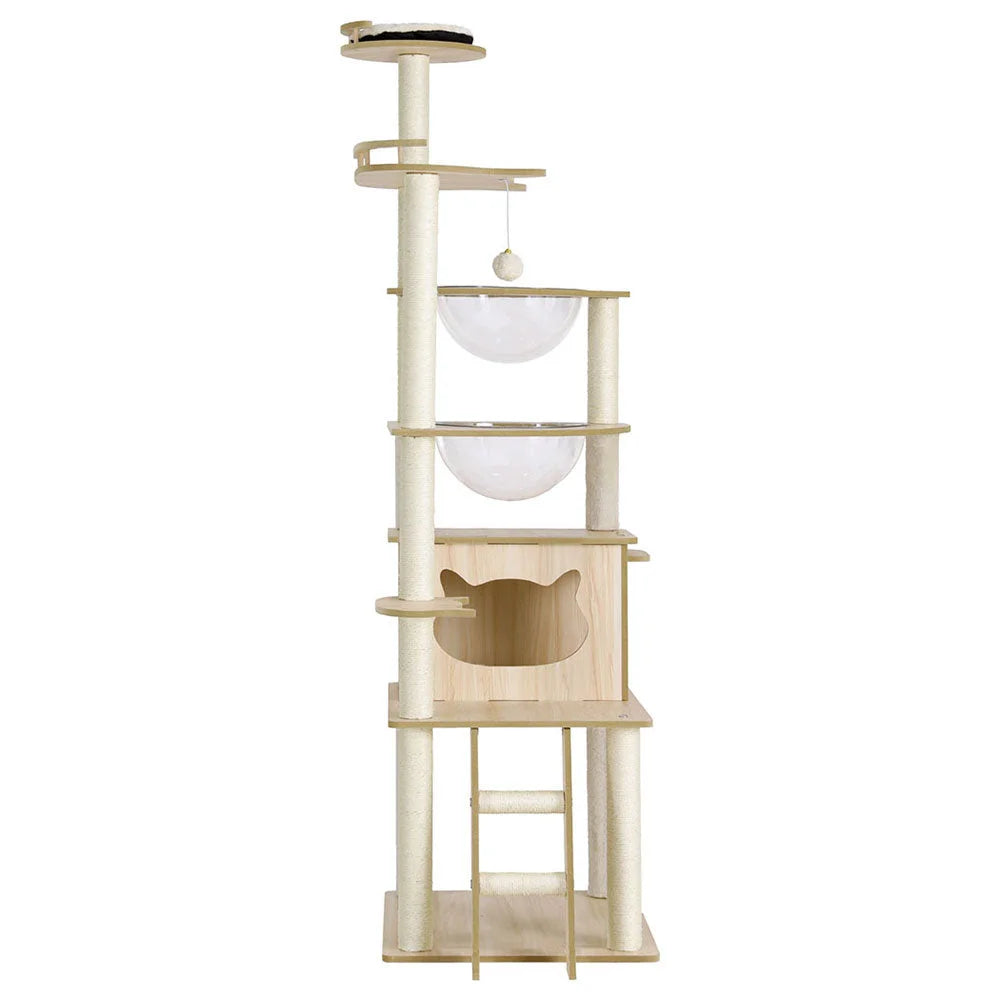 Cat Tree Tower Scratching Post Scratcher 174cm Wood Bed
