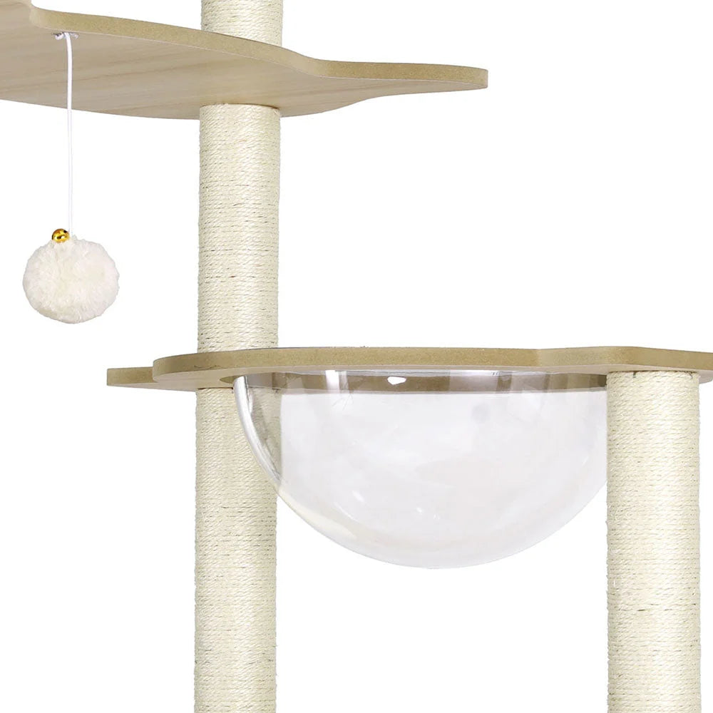 Cat Tree Tower Scratching Post Scratcher 174cm Wood Bed