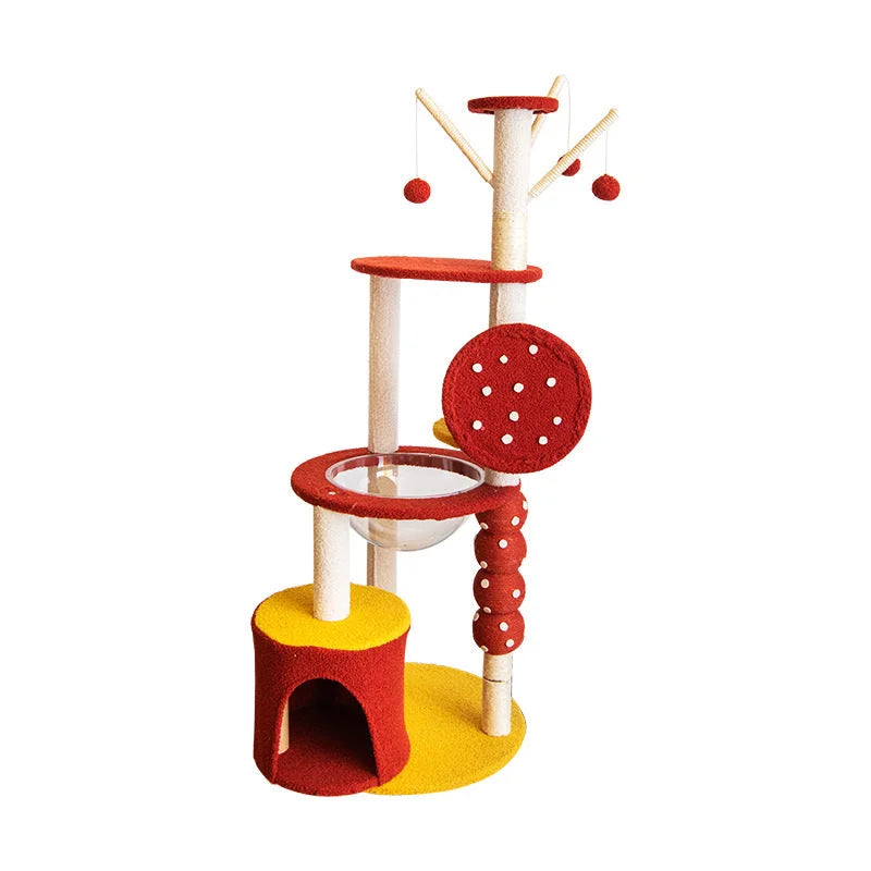 Cat Tree with Candied Hawthorn Theme Featuring Multiple