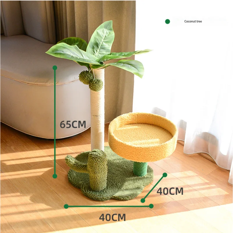 Cat Tree with Faux Leaves Sisal Scratching Post