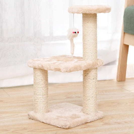 Cat Tree with Two Platforms Scratching Posts and Hanging