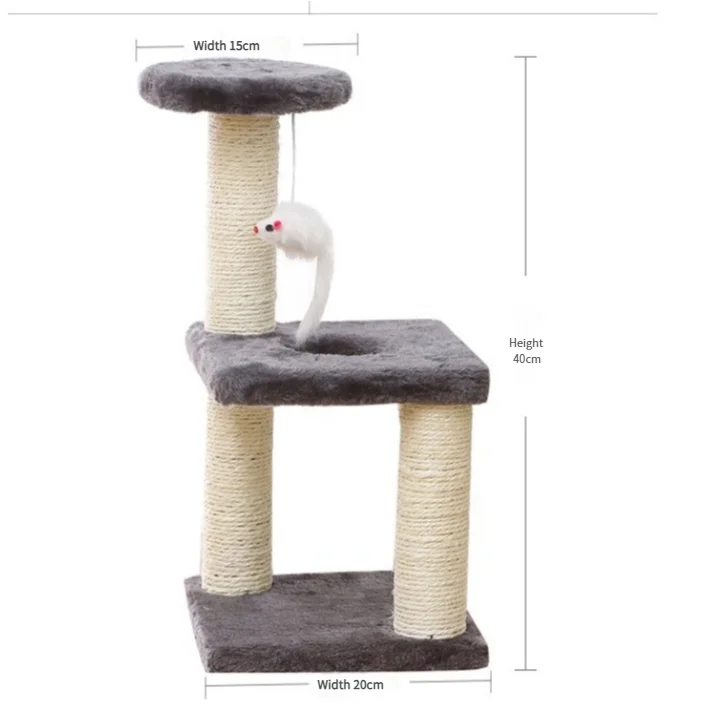 Cat Tree with Two Platforms Scratching Posts and Hanging