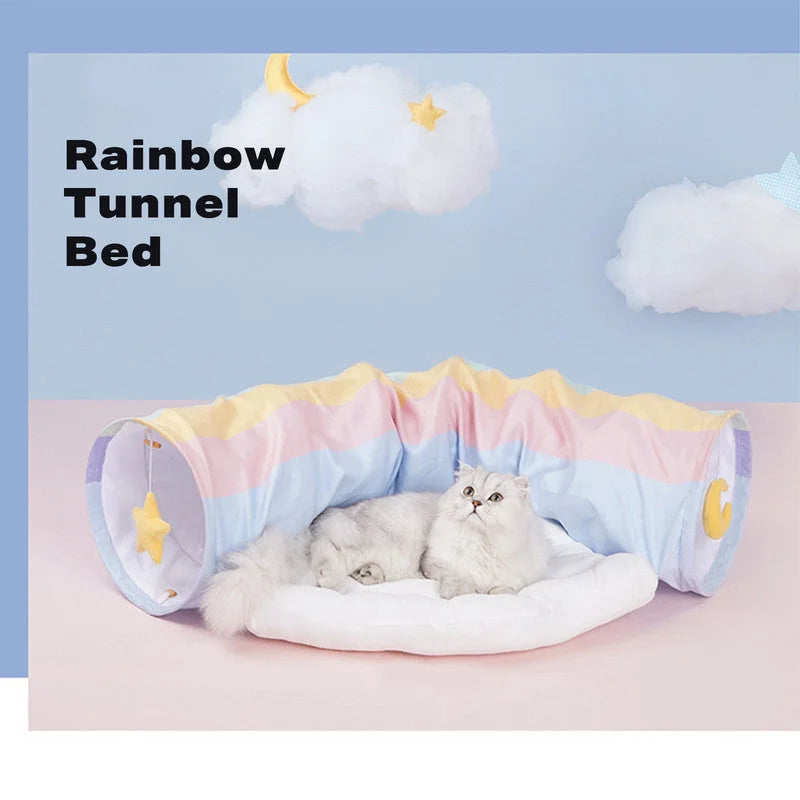 Cat Tunnel Sleep Bed 2-in-1 Collapsible Tunnel Tubes Toys