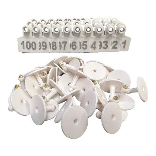 Cattle Ear Tags 1-100 5x4cm Set - Small White Pig Goat