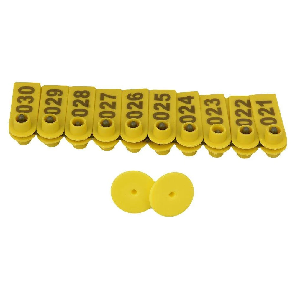 Cattle Ear Tags 1-100 Set 5x2cm - Yellow Small Pig Sheep