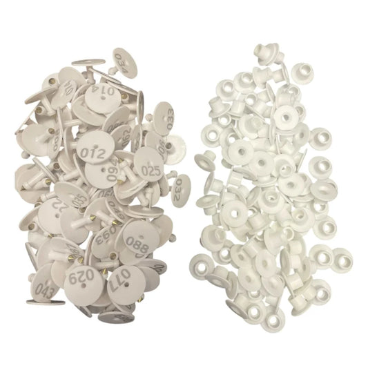 Cattle Ear Tags 1-100 Set - Round White Pig Sheep Goat
