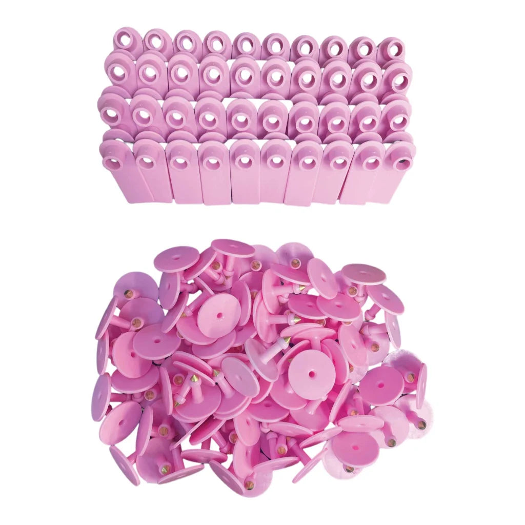Cattle Ear Tags 100x 5x2cm Set - Mini Pink Blank Pig Goat