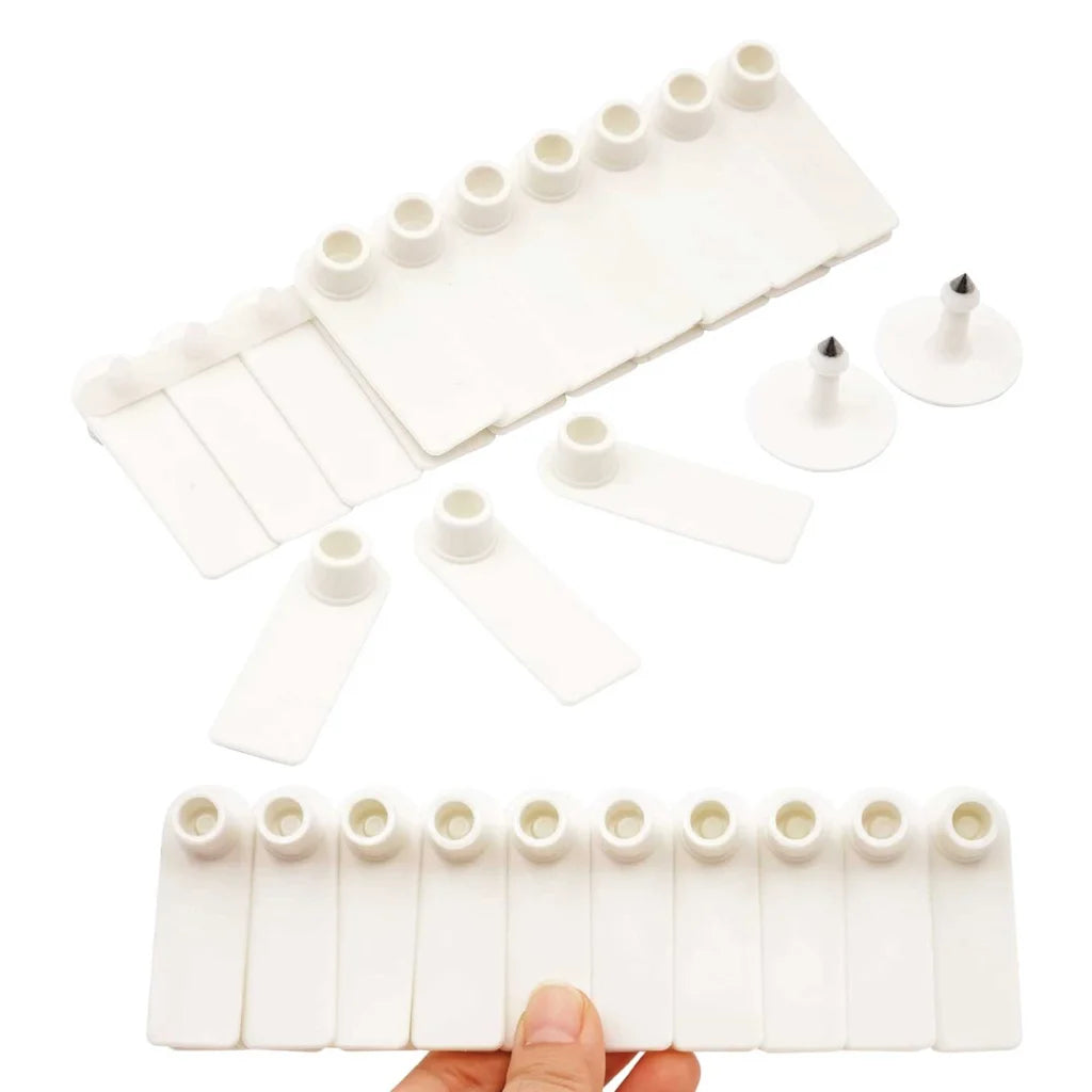 Cattle Ear Tags 100x 5x2cm Set - Mini White Blank Pig Goat