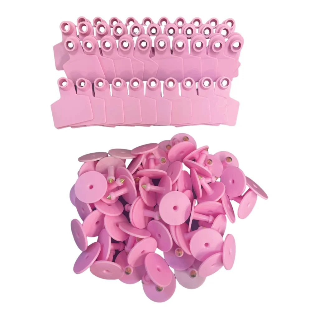 Cattle Ear Tags 100x 6x7cm Set medium pink blank