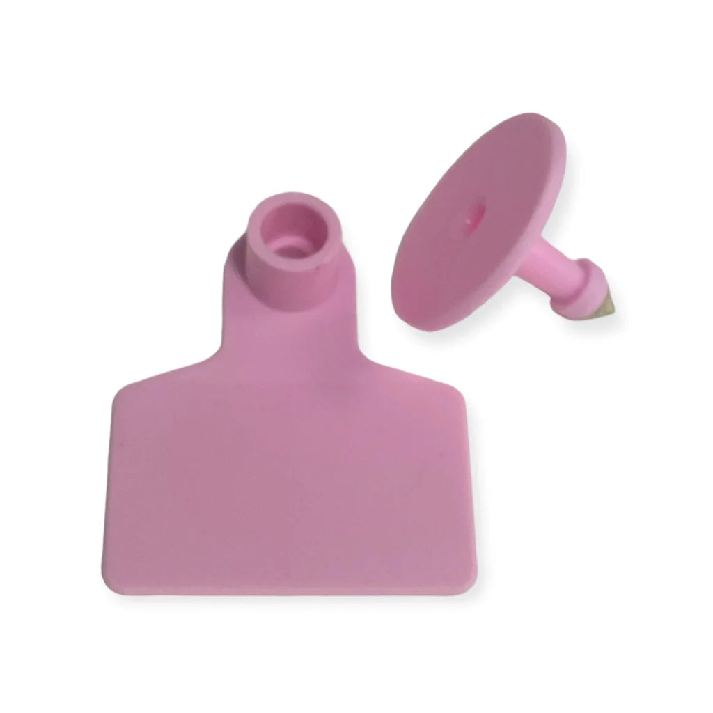 Cattle Ear Tags 100x 6x7cm Set - Medium Pink Blank Cow