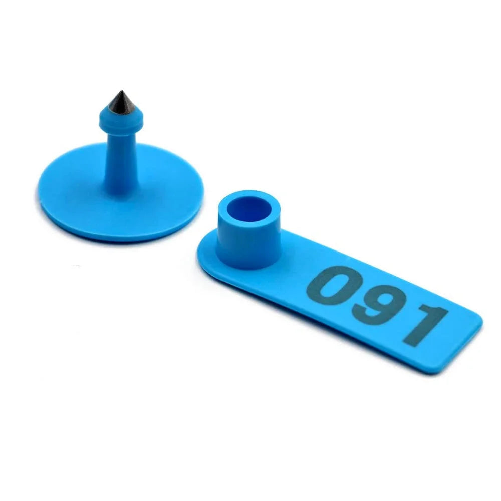 Cattle Ear Tags Set 1 100 5x2cm Blue Small