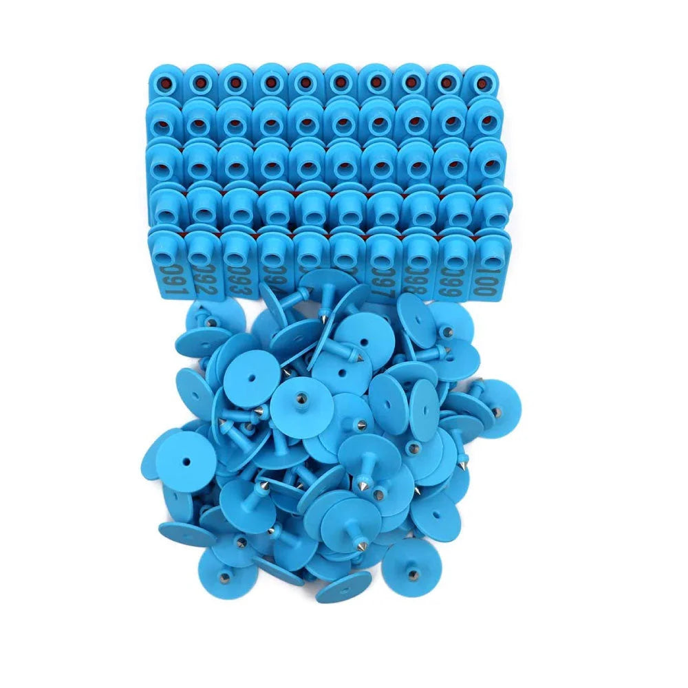 Cattle Ear Tags Set 1-100 5x2cm Blue Small Cow Sheep Pig