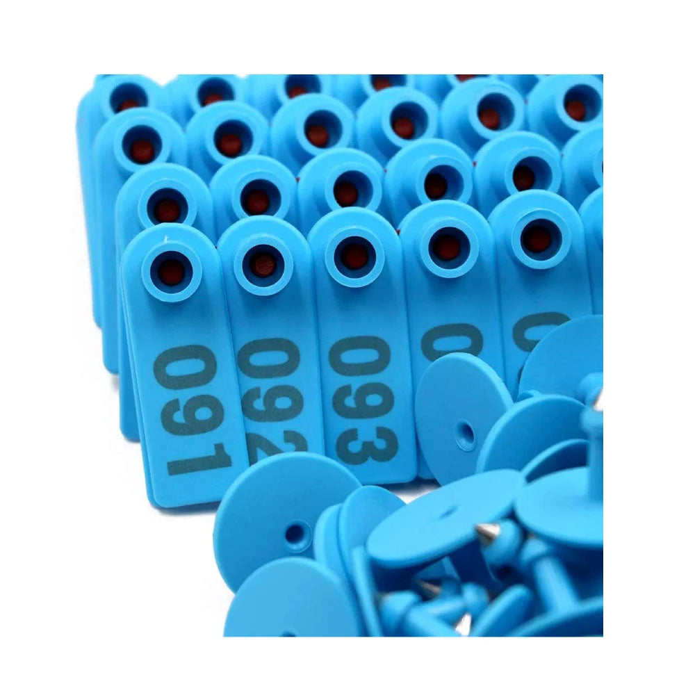 Cattle Ear Tags Set 1-100 5x2cm Blue Small Cow Sheep Pig