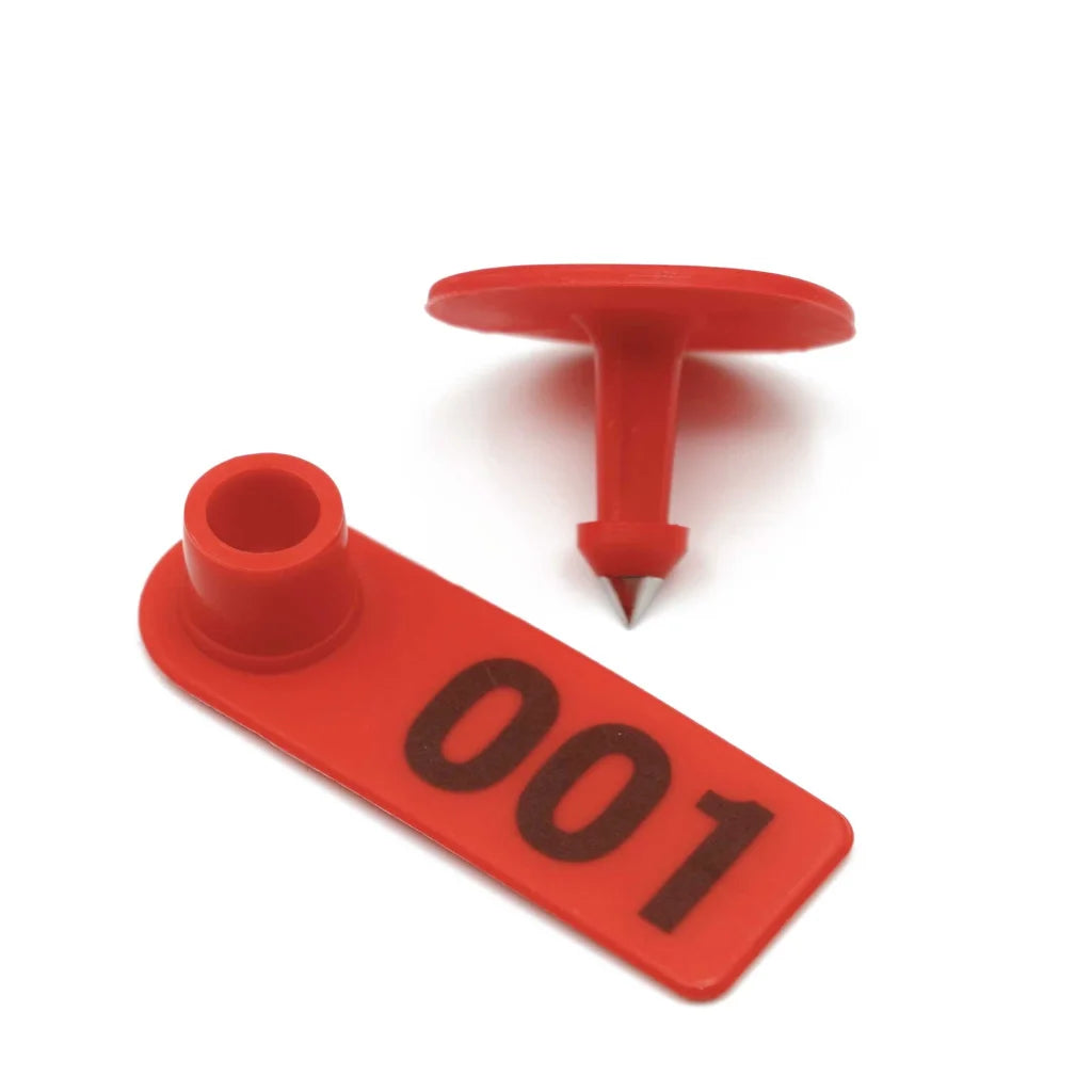 Cattle Ear Tags Set 1-100 5x2cm Mini Red Cow Sheep Pig