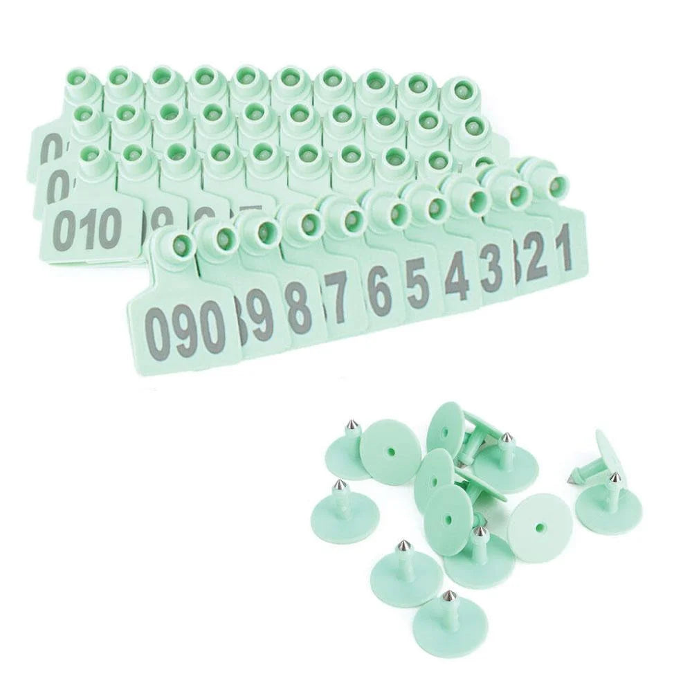 Cattle Ear Tags Set 1-100 Green Pig Sheep Goat Livestock