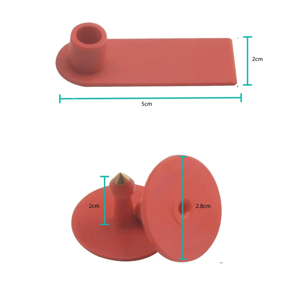 Cattle Ear Tags Set 100x 5x2cm Mini Red Blank