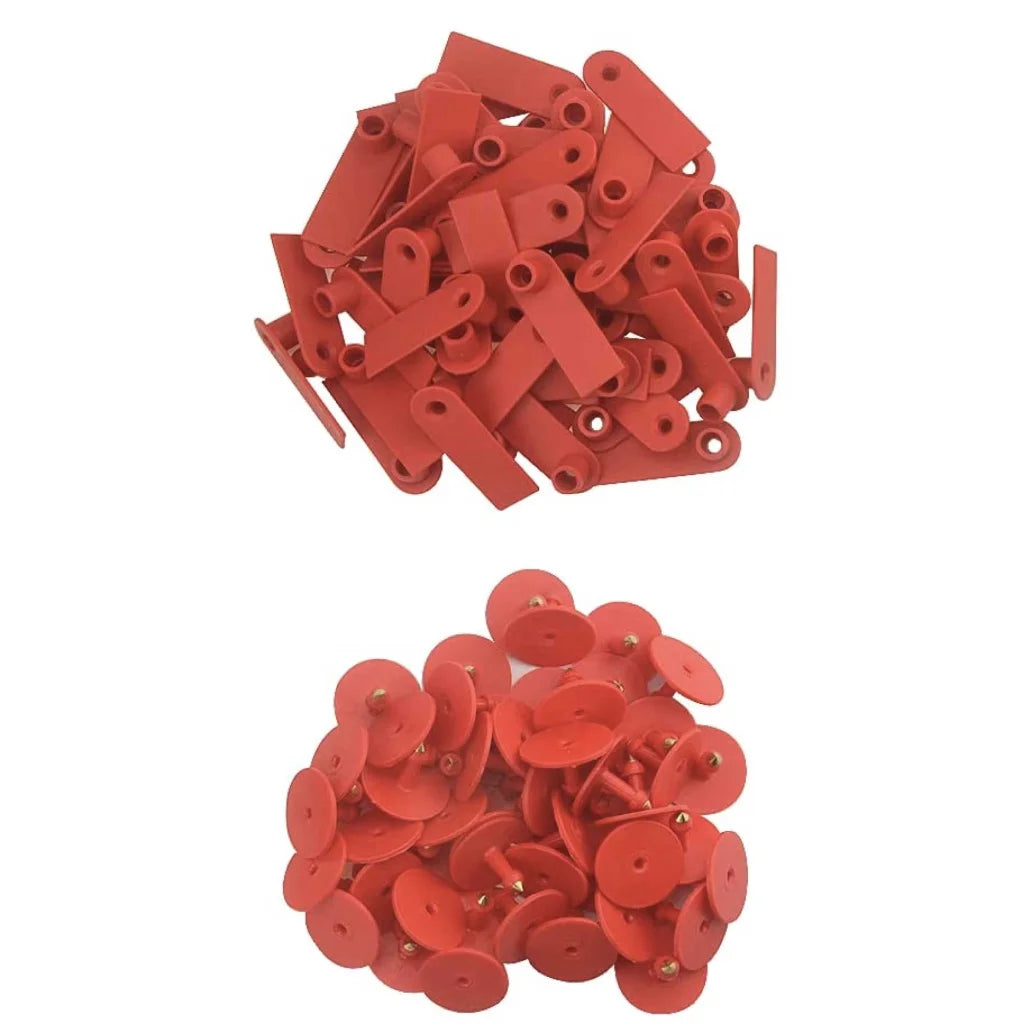 Cattle Ear Tags Set 100x 5x2cm Mini Red