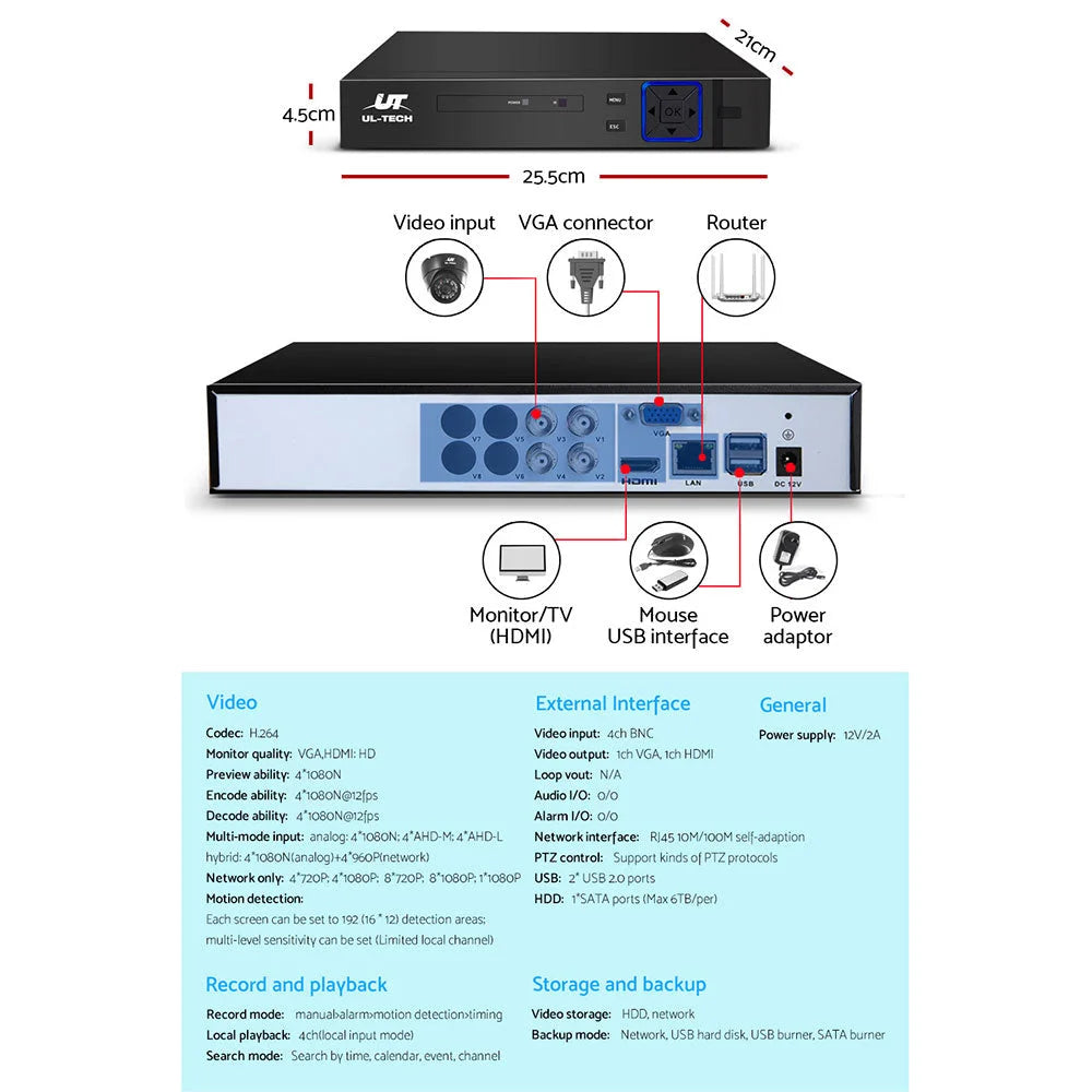 CCTV Security Camera Home System DVR 1080P IP Long Range 4