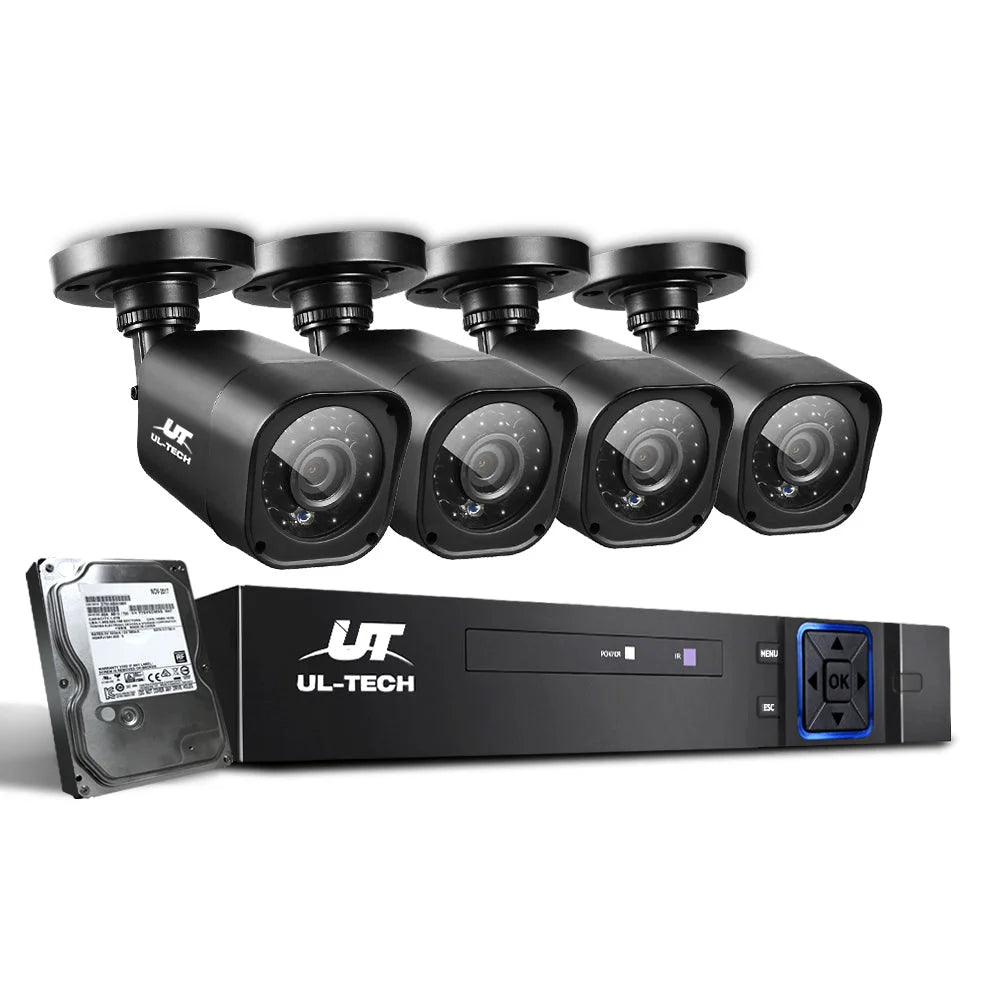 CCTV Security System 8‑CH DVR 1080P 4 Cameras 2 TB - CCTV